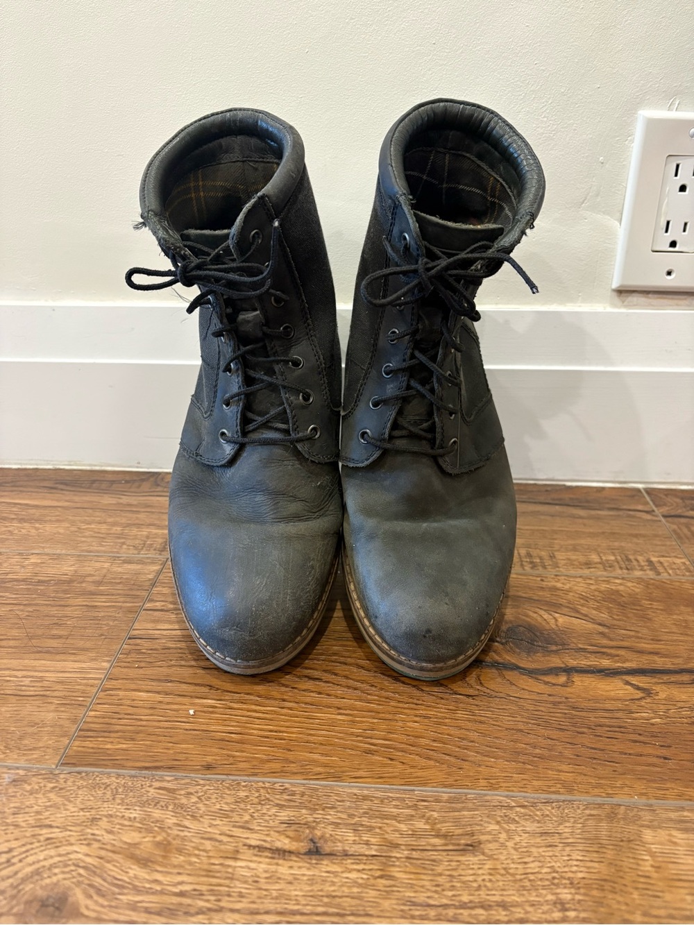 Barbour Black Leather Lace-Up Ankle Boots